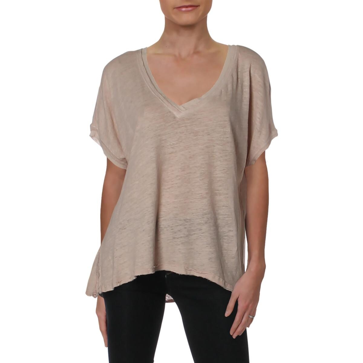 Shop We The Free Womens Take Me T Shirt Linen Blend Raw Hem