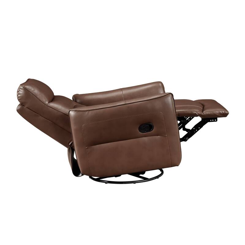 Esther 36" Leather Swivel Glider Recliner - Pull-Handle Motion