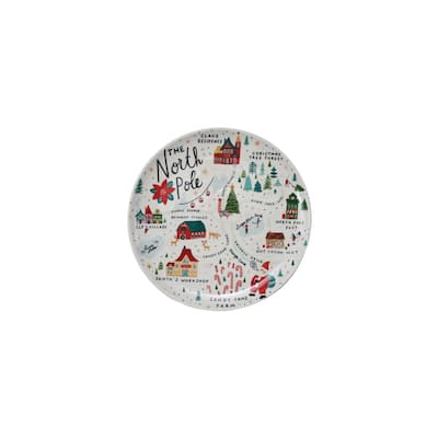 Stoneware Plate with North Pole Scene