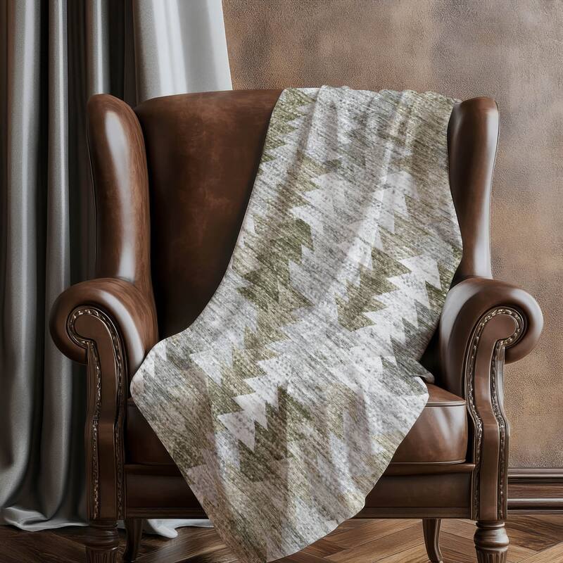 Premium Machine Washable Boho Modern Sherpa Throw Blanket