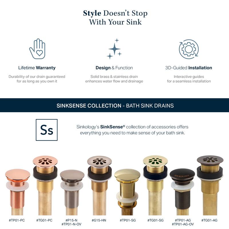 SinkSense 1.5" Pop-Up Sink Drain in Aged Copper - Overflow