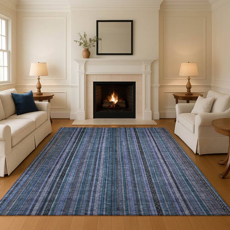Premium Washable Super Soft Striped Mayfield Rug - Blue - 10' x 14'