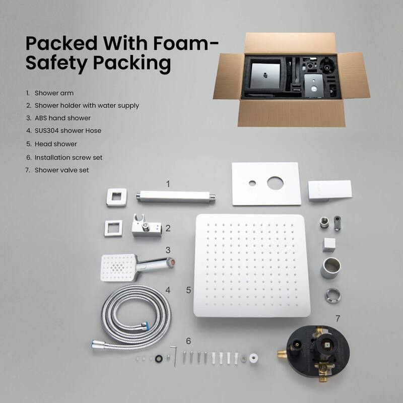 Pressure Balanced Ceiling Mounted 3-Function Shower System with Rough In Valve