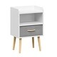 preview thumbnail 14 of 38, Kids Wood Side Table Nightstand With Fabric Drawer and 2-Tier Shelf