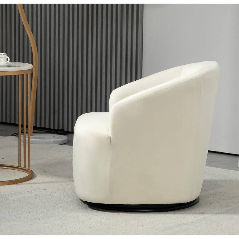 Accent Chair with Barrel-shaped Design and 360 Degree Swivel Feature