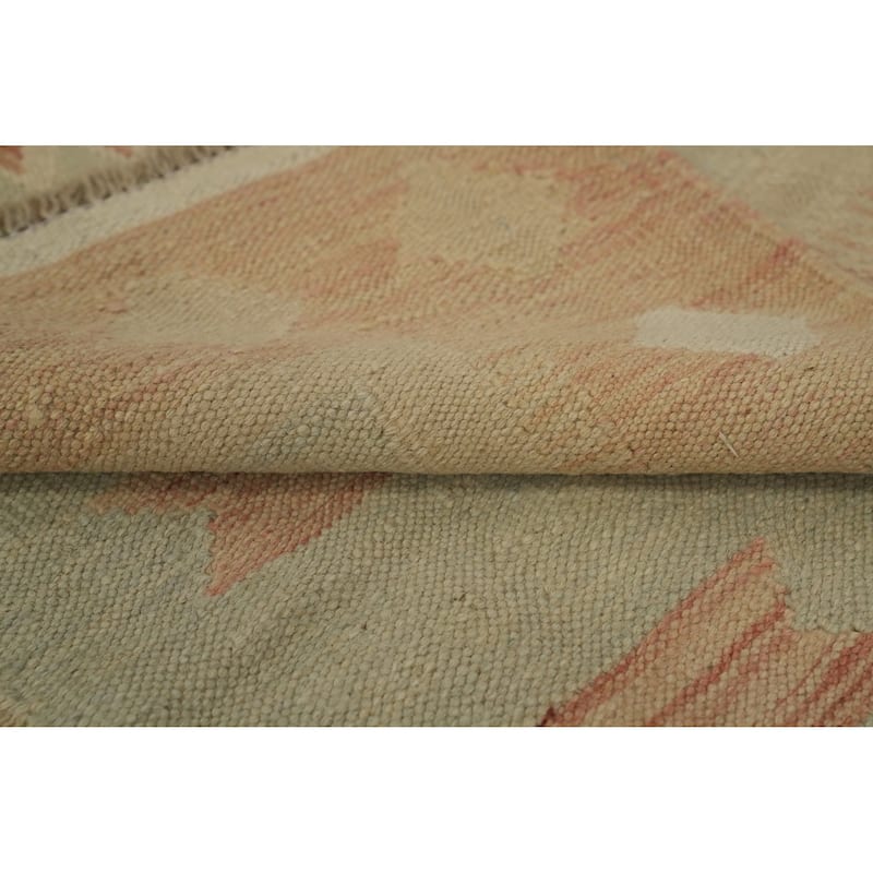 Hand Woven Southwestern Wool Green Geometric Area Rug - 6' 0'' X 3' 9''