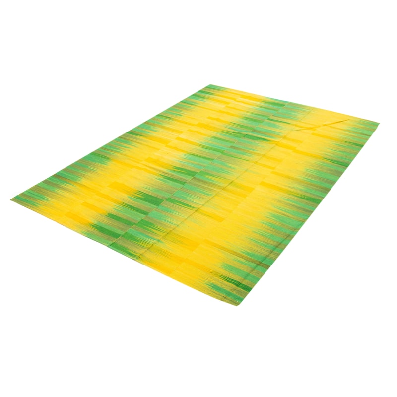 ECARPETGALLERY Flat-Weave Ankara FW Green Wool Kilim - 7'1 x 9'9