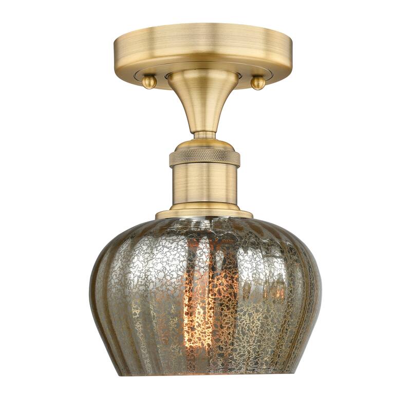 Innovations Lighting Fenton - 1 Light 7" Semi-Flush Mount - Mercury/Brushed Brass