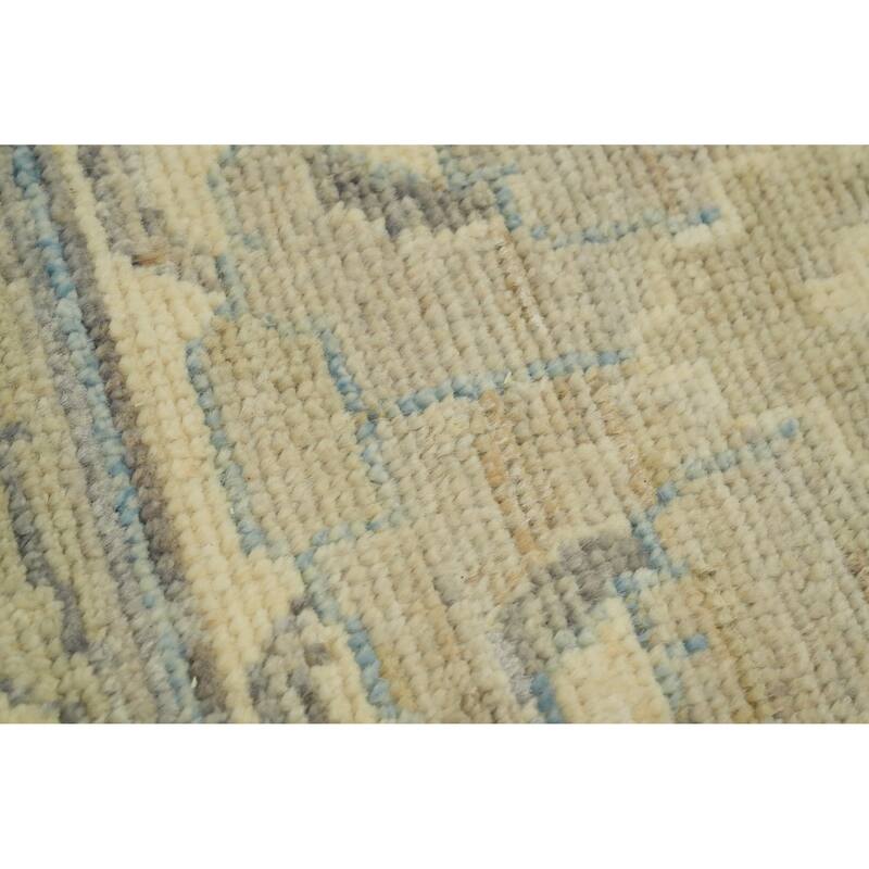 Vegetable Dye Wool Oushak Turkish Large Rug, Floral Geometric Carpet - 14' 10'' X 11' 9''