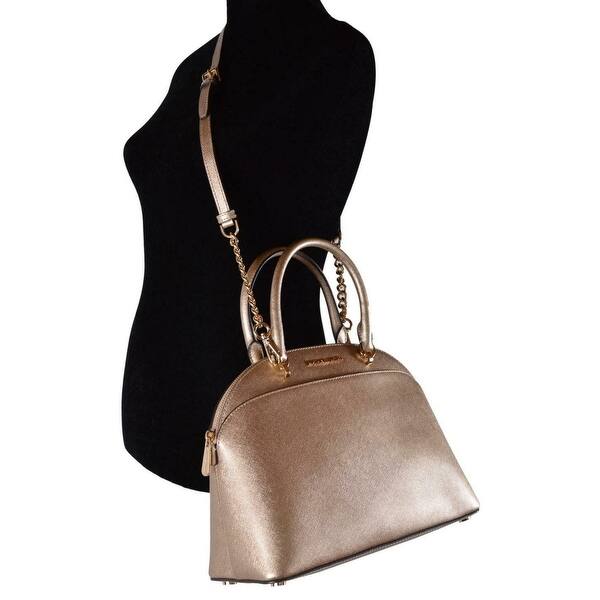 Shop Michael Kors Metallic Gold Leather Emmy Crossbody Satchel