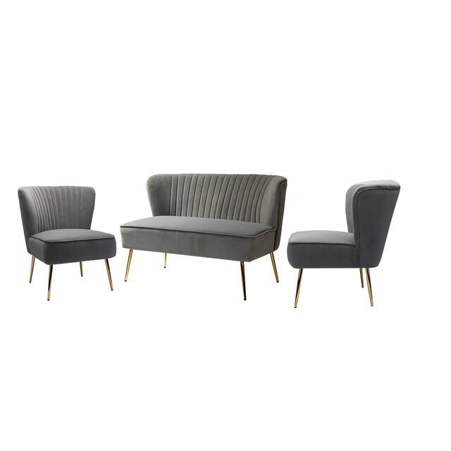Delicia 3 Piece Living Room Set with Golden Legs