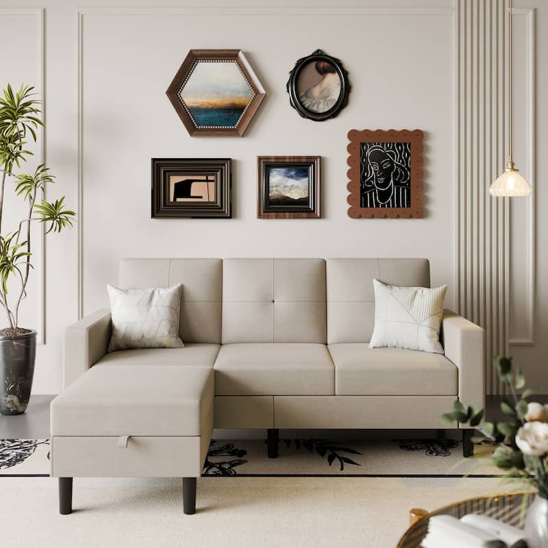 Futzca Convertible Sectional Sofa Couch - Cream