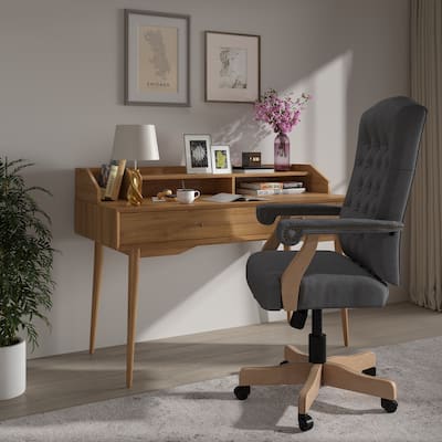Upholstered Brown Swiveling Executive Office Armchair