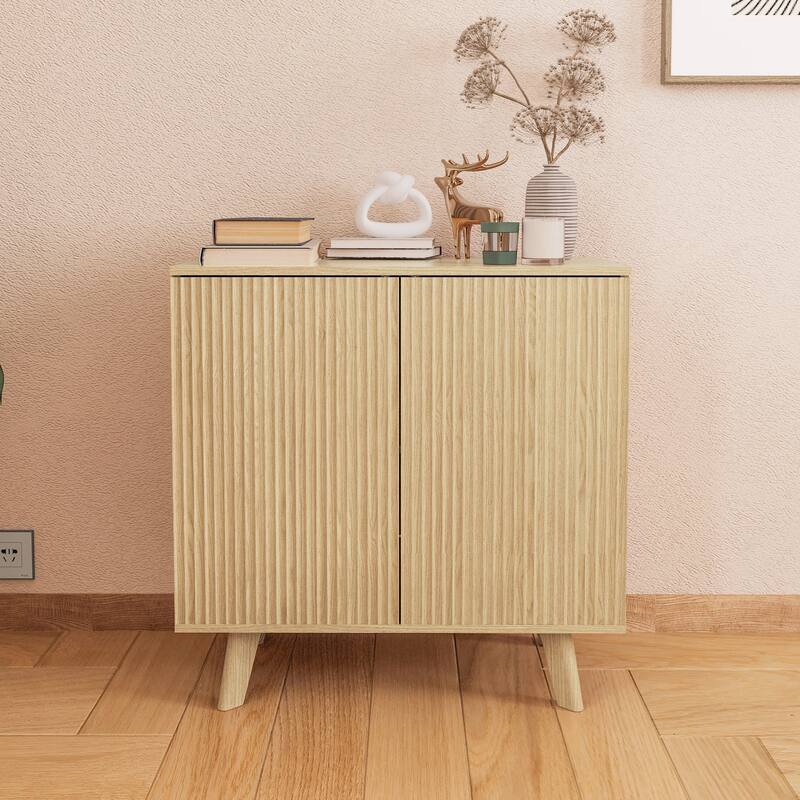 Wooden 2-Door Waveform Sideboard Storage Cabinet