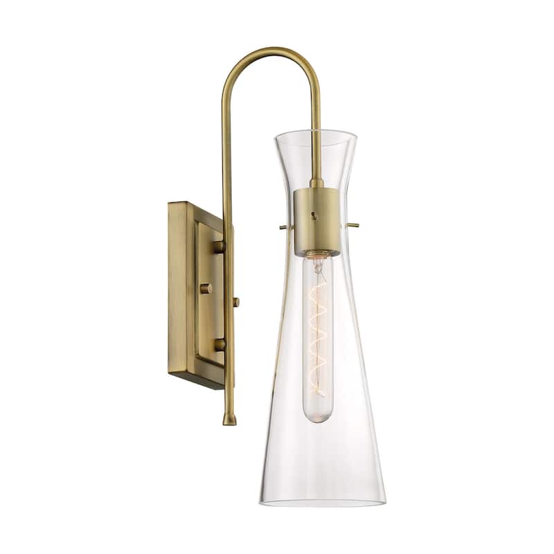 Bahari - 1 Light Sconce with Clear Glass - Vintage Brass Finish
