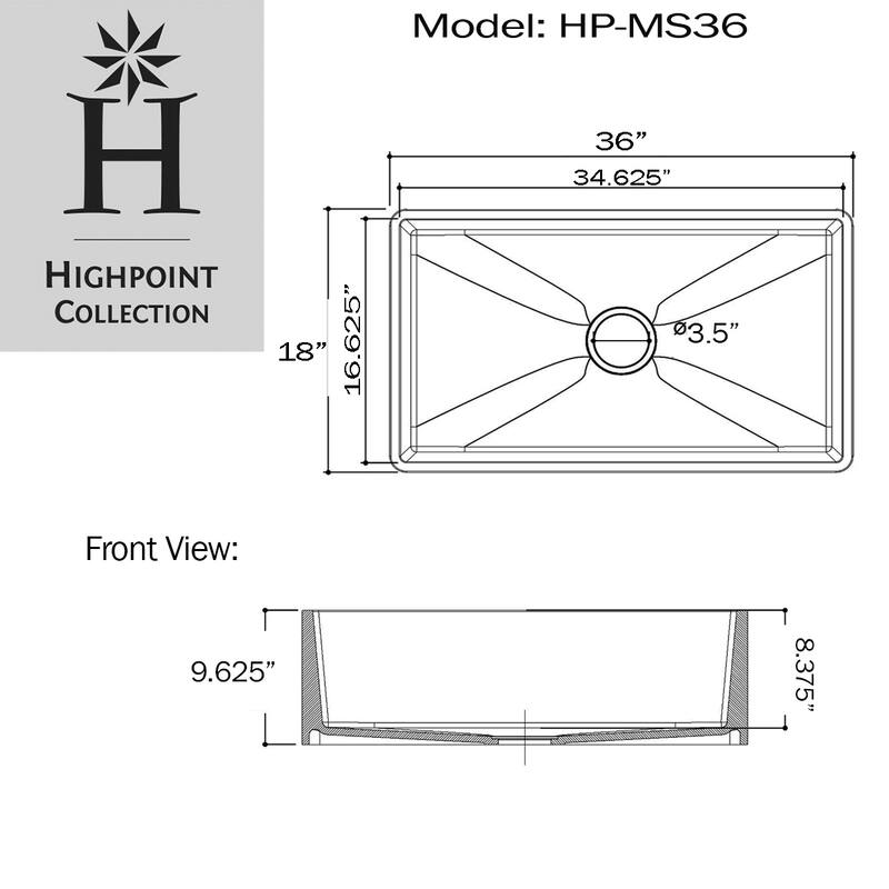 Highpoint Collection 36-inch Solid White Farmsink Farmhouse Sink - 36 x 18 x 9.65