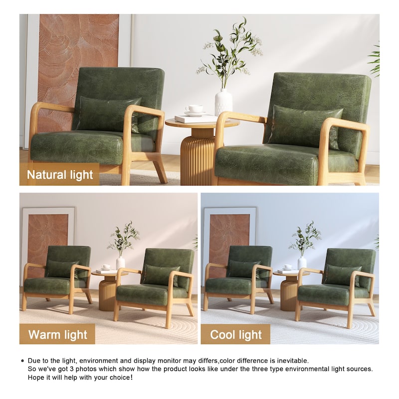 Briston 2 Set Mid Century Modern Wood Accent Chairs with pillow