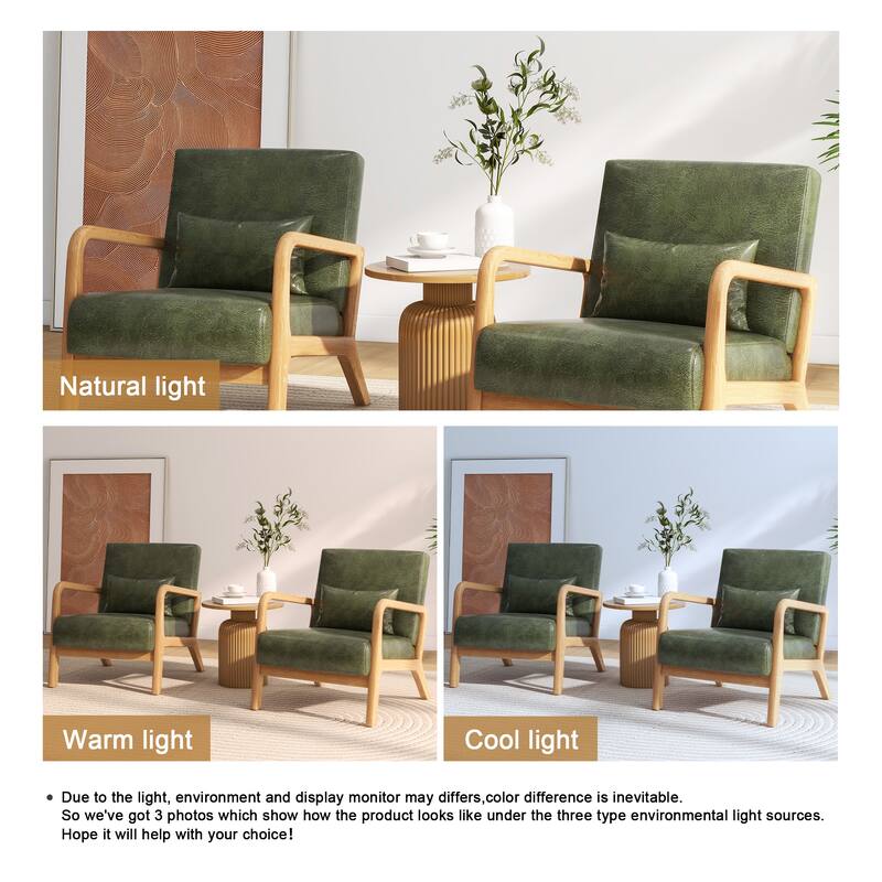 2 Set Mid Century ModernUpholstered Accent Chairs Armchair with Pillow