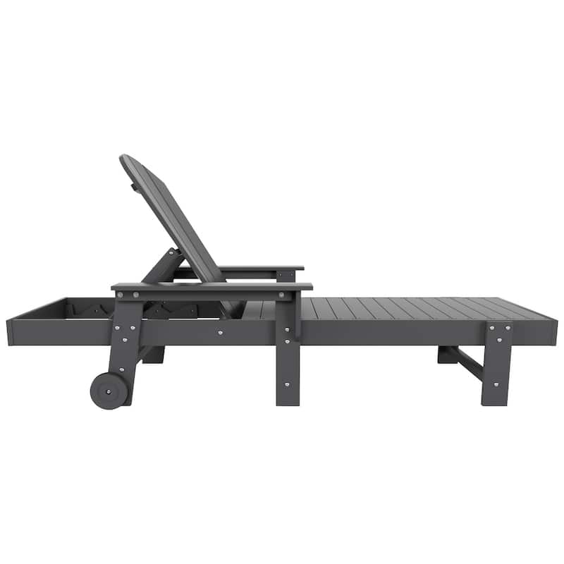 Polytrends Laguna Hdpe All Weather Outdoor Patio Pool Reclining Chaise Lounge With Arms And Wheels
