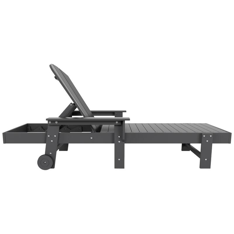 Polytrends Laguna Hdpe All Weather Outdoor Patio Pool Reclining Chaise Lounge With Arms And Wheels (Set Of 2)