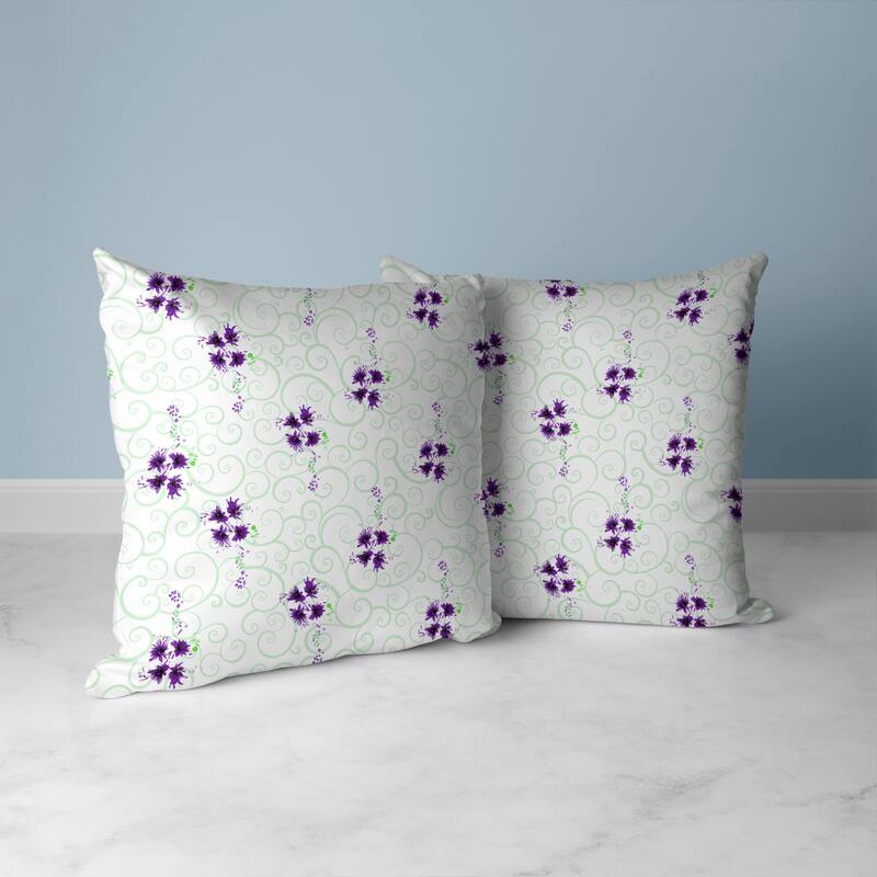 Orchid Artistry Faux Suede Reversible Throw Pillow Green and Violet