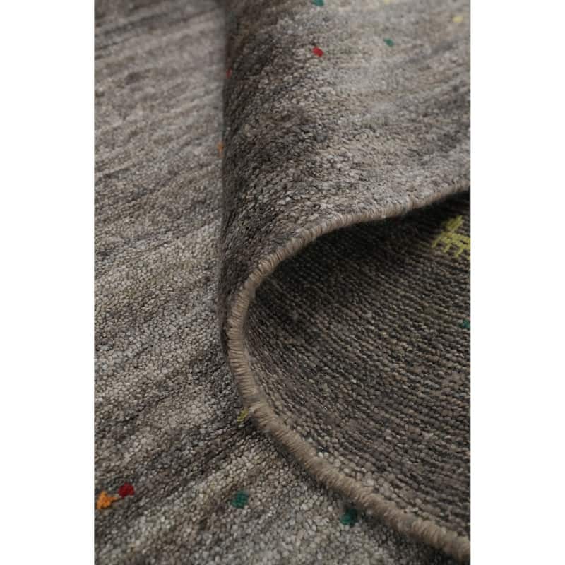 Hand Knotted Oriental Viscose Silk Carpet Tribal Animal Pictorial Greys & Charcoal Gabbeh Area Rug - 11' 8'' X 4' 11''
