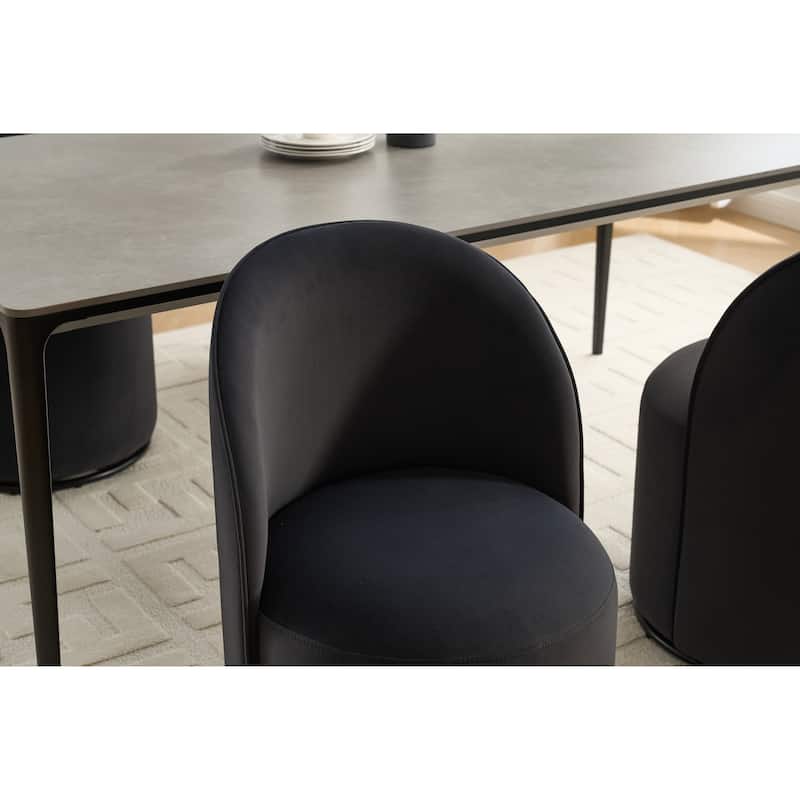 Upholstered Kitchen & Dining Room Barrel Chair, 360 Degree Swivel Comfy Armless Accent Makeup Vanity Side Chair