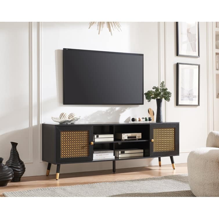 66'' Wood TV Stand Media Console For Tvs Up To 70", Classic Entertainment Center Media Console