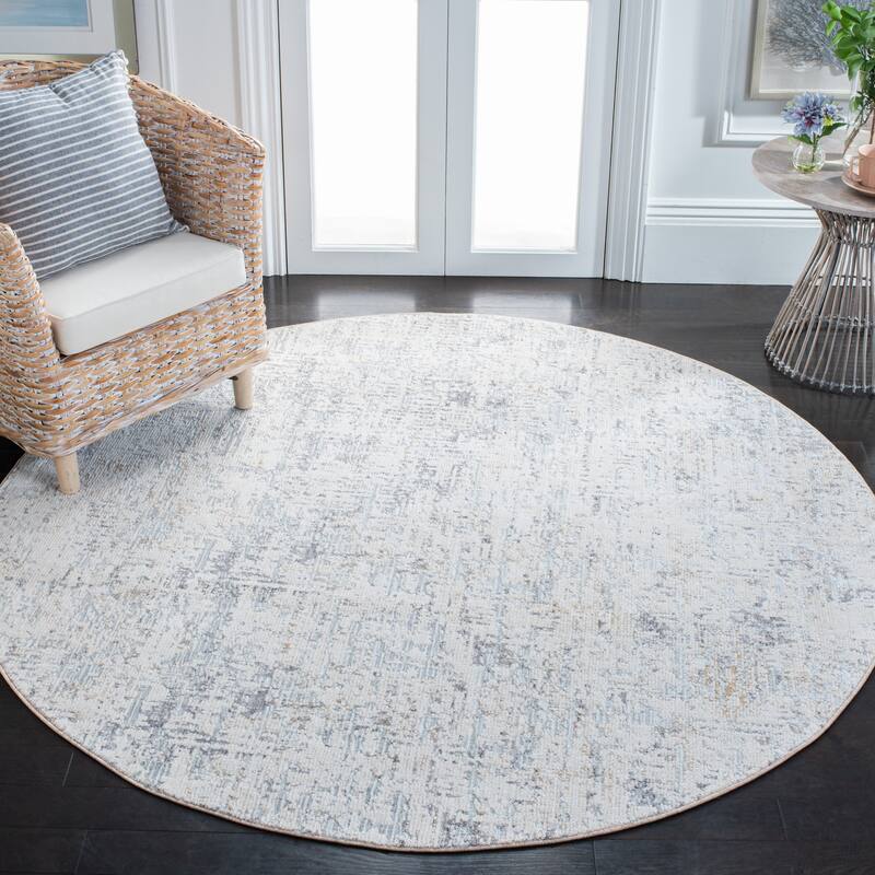 Martha Stewart by SAFAVIEH Emika Modern Rug - 6'7" Round - Grey/Grey