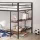 preview thumbnail 3 of 16, twin loft bunk black with Cinnamon wood shelf