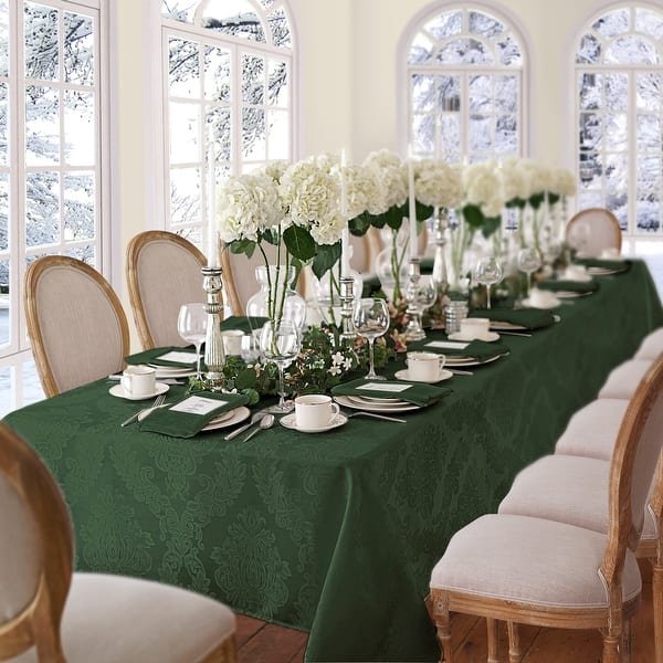 Elrene Barcelona Damask Elegant Fabric Tablecloth - 60"x102" - Hunter