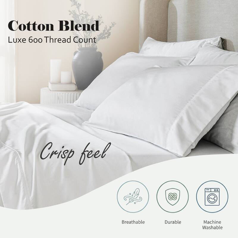Superior Imperia Cotton Blend Embroidered 600 Thread Count Pillowcases, Set of 2