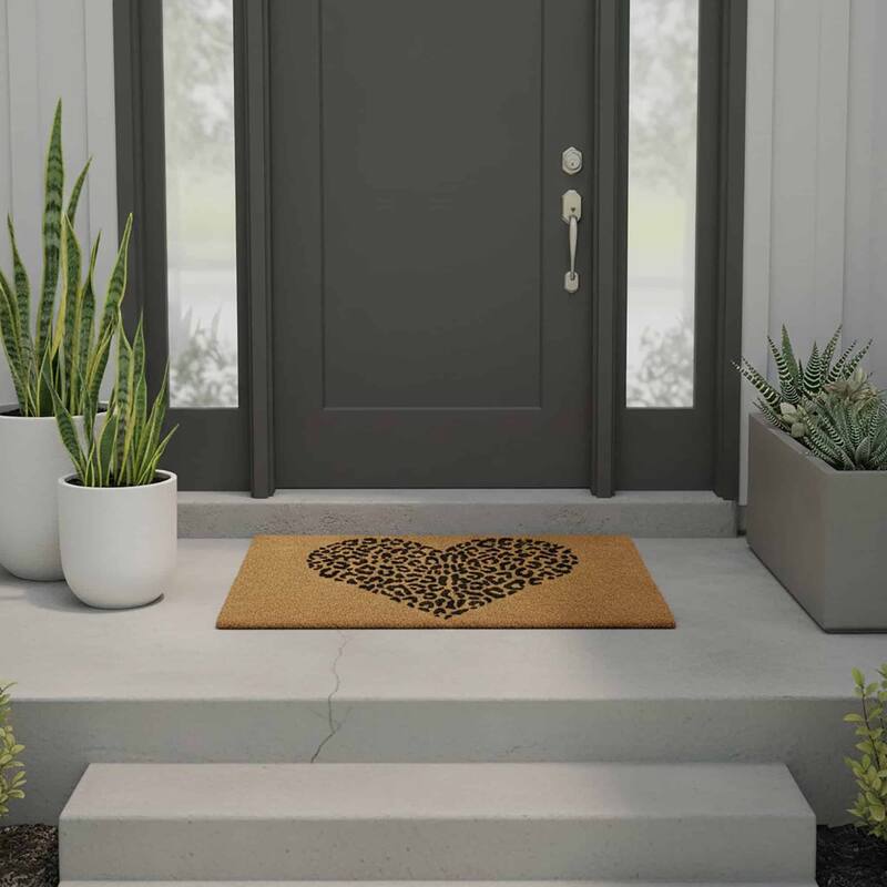 Chic Leopard Heart Welcome Mat