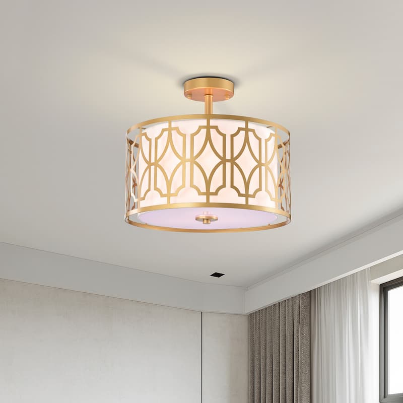 Nerthus 3-Light Drum Flush Mount for Dining/Living Room, Bedroom, Entryway