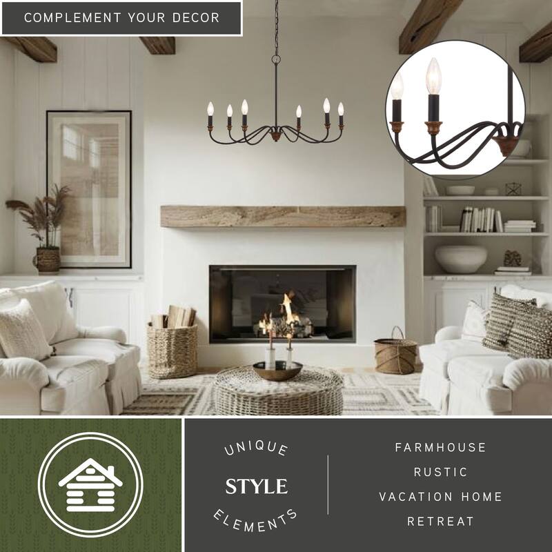 Annabelle 6 Light Farmhouse Candelabra Chandelier