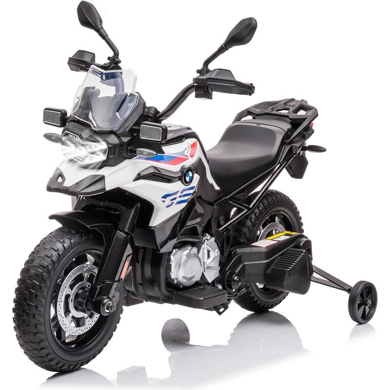12V 7AH Ride On Motorcycle, Licensed BMW Kids Motorcycle, High/Low Speed - White