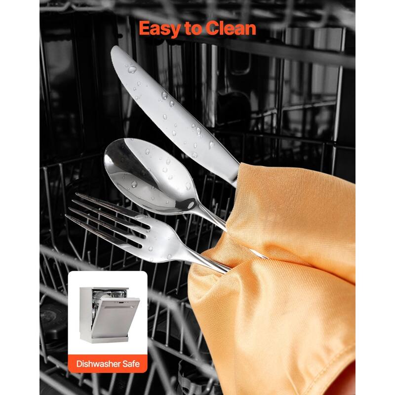 Stainless Steel Dishwasher Safe Silverware Flatware Utensil Set for Home Kitchen and Events