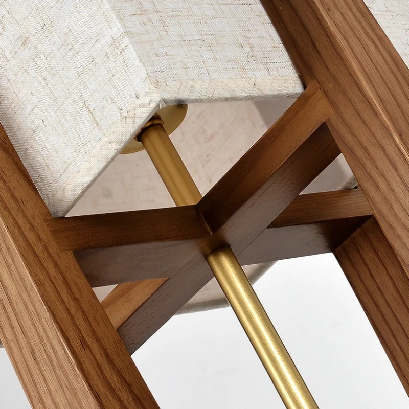 Solid Wood Modern Floor Lamp with Fabric Shade