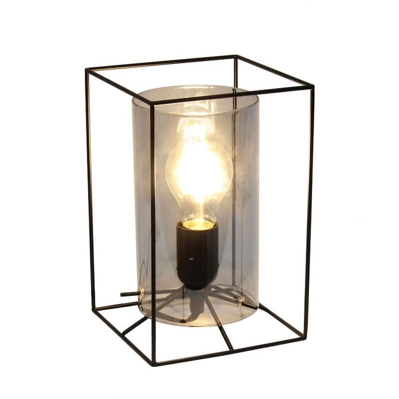 Lalia Home Framed Table Lamp with Clear Cylinder Glass Shade