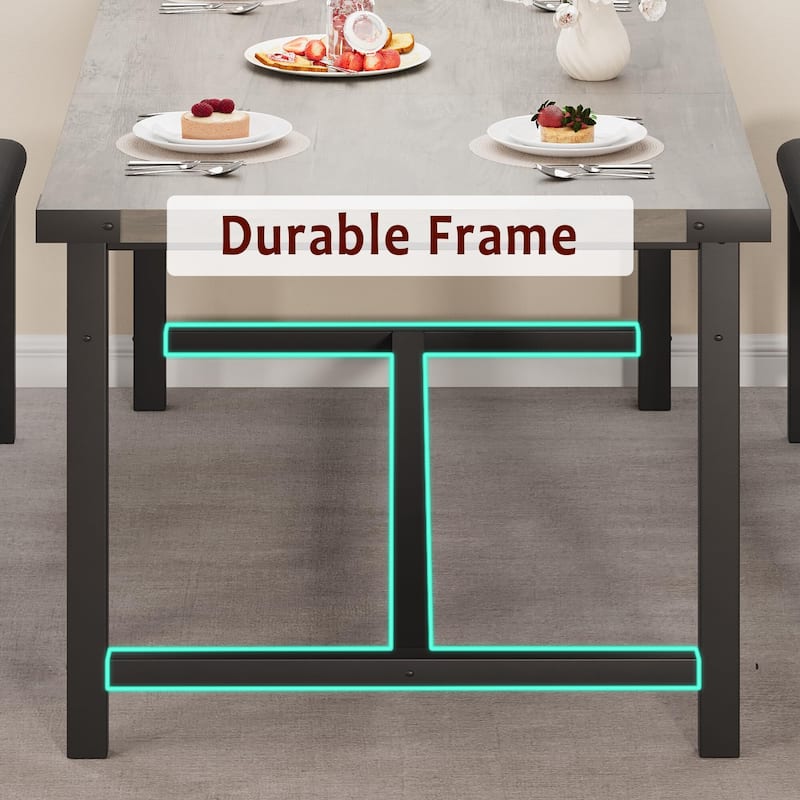 Dining Table Set for 4-6, 63" Extendable Wood Dining Room Table with Corner Protector & 2 Upholstered Benches