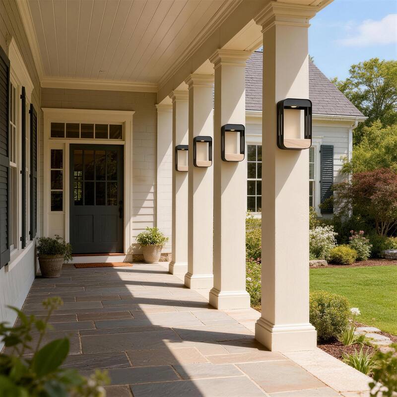 4 Pack Solar Rectangle Frame Integrated LED Sensor Outdoor Wall Light