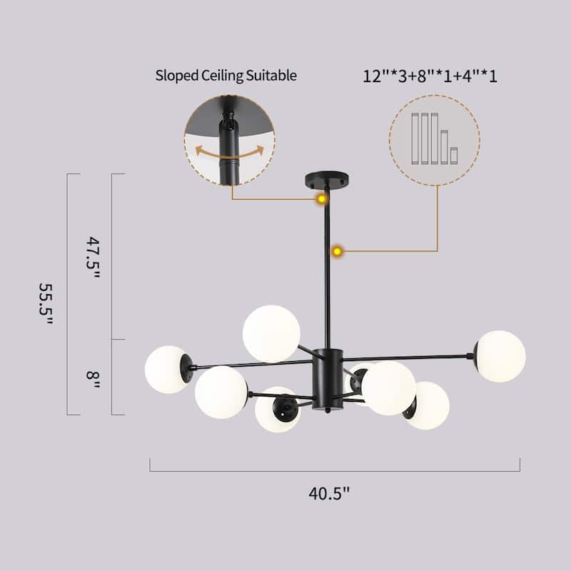 8 - Light Sputnik Modern Lear Chandelier