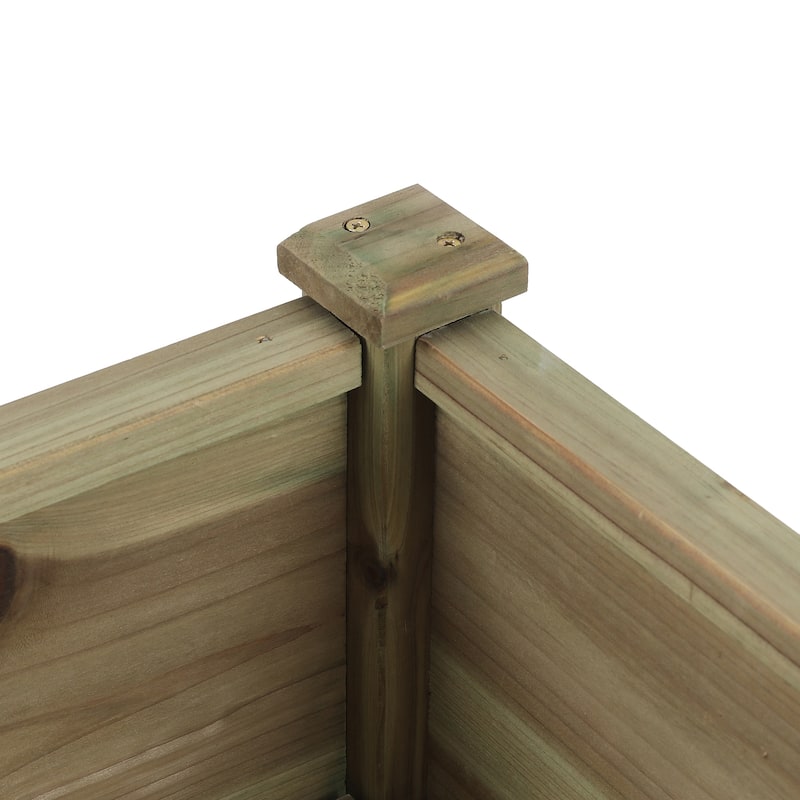 29.9" H Natural Wood Rectangular Raised Garden Planter with Shelf