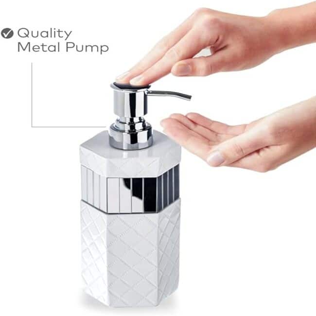 Creative Scents Quilted Mirror White Hand Soap Dispenser for Bathroom