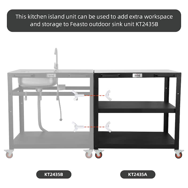 Feasto KT2435A 3-Shelf 304 Stainless Steel Table Food Prep Pizza Oven Table
