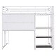 preview thumbnail 7 of 10, White Platform Bed w/ Desk&Whiteboard, Full Loft Bed w/ 3 Storage Shelves, Safety Guardrail & Ladder, Space-Saving, Noise Free