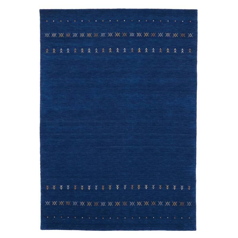 ECARPETGALLERY Hand Loomed Kashkuli Gabbeh Dark Blue Wool Rug - 5'5 x 7'8