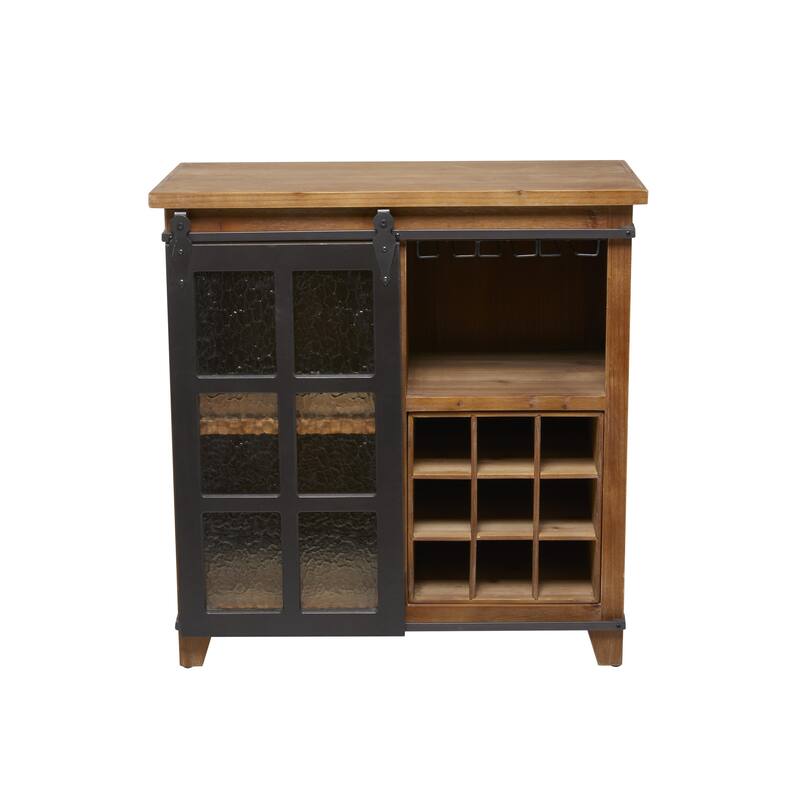 Wood 1 Door 15 Bottle Standing Wine Rack - Brown - Roche River Decor - Brown