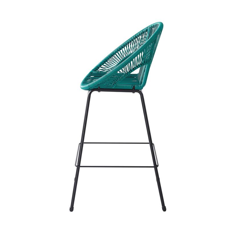 Ferrara Outdoor Patio Teal Faux Wicker Barstool (Excluding the table)