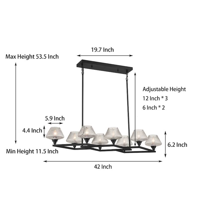 Acroma 8 - Light Steel & Glass Dimmable Chandelier